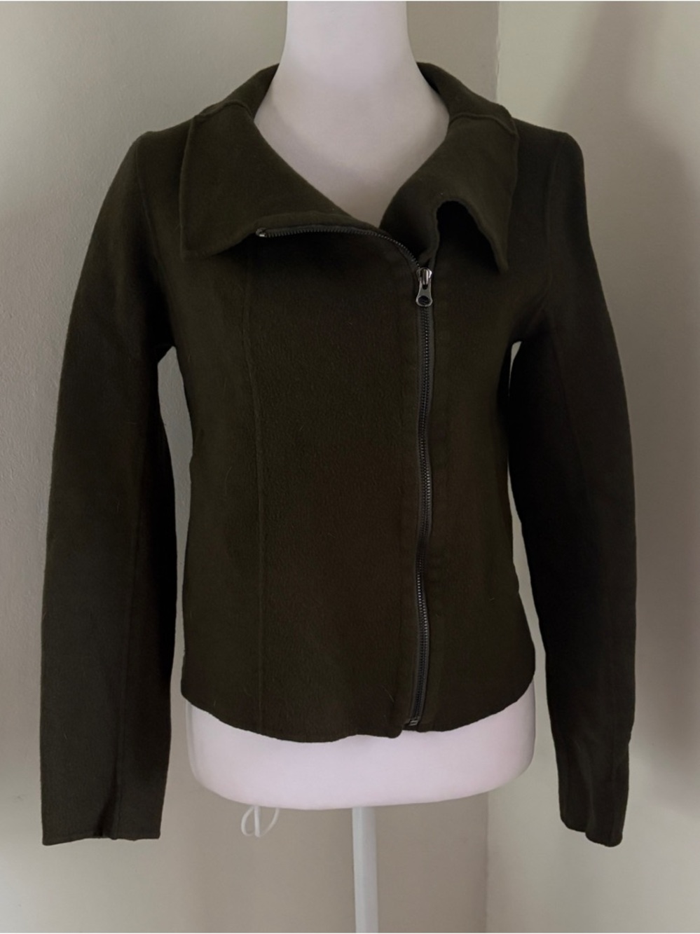 Vince dark green wool zip up jacket